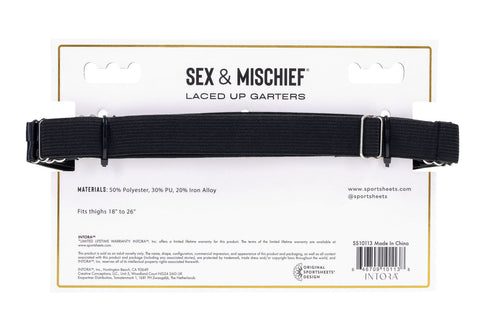 Laced Up Adjustable Garters for Thighs 18 to 26 Inches Black Hosiery