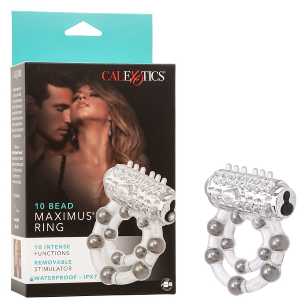 Maximus Waterproof Enhancement Ring with 10 Stroker Beads – Flexible TPR Cock Ring > Cock Ring > Vibrating