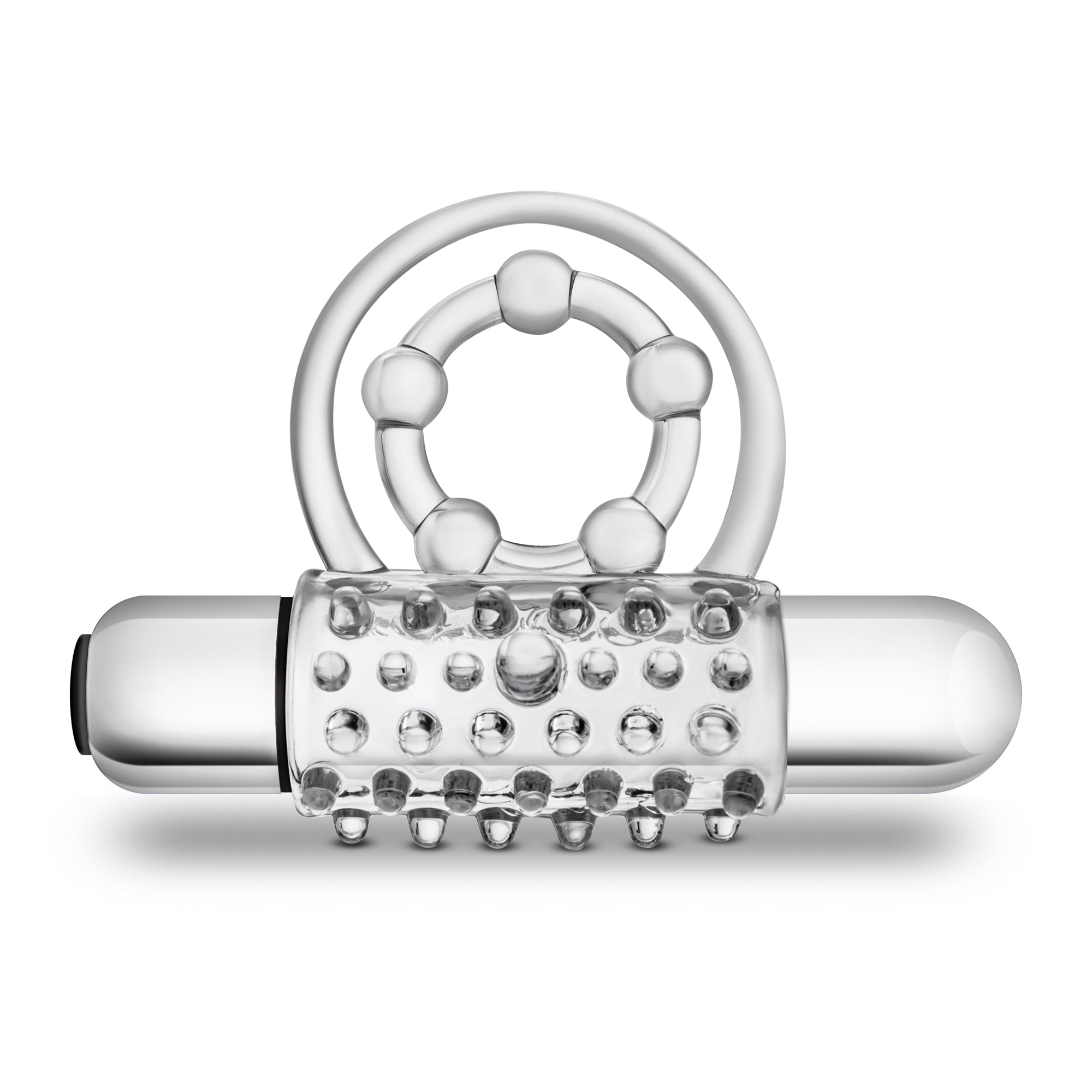 Stay Hard Vibrating Super Clitifier - Vibrating Cock Ring - Clear BULLETS