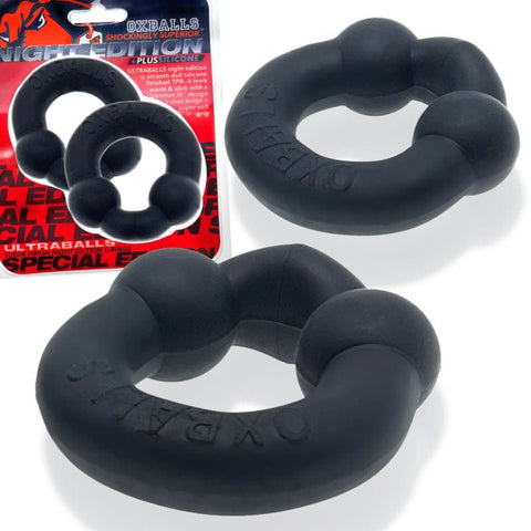Ultraballs Cockring Night Edition Two Pack with Velvety Silicone Finish Cockrings