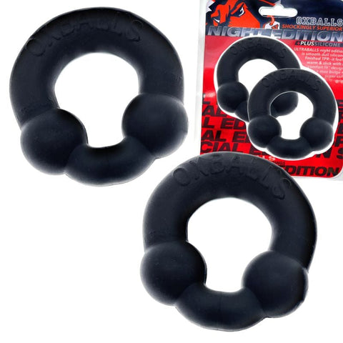 Ultraballs Cockring Night Edition Two Pack with Velvety Silicone Finish Cockrings