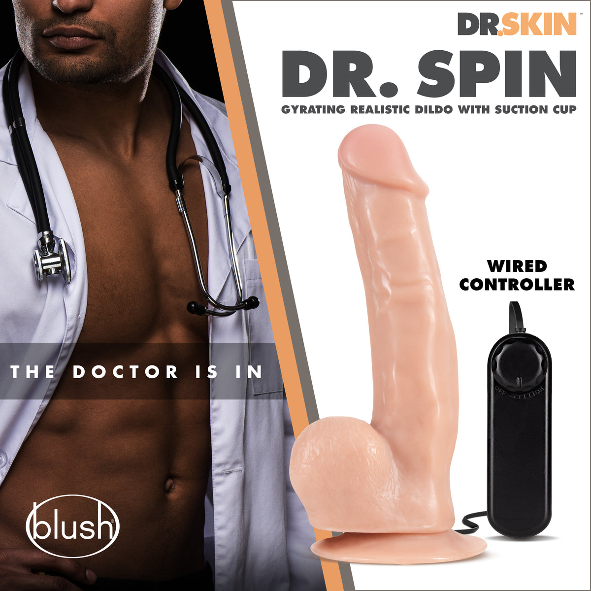 Dr. Skin Dr. Spin (Vanilla) – Gyrating Realistic Dildo (8.5) > Dildos > Thrusting Dildos