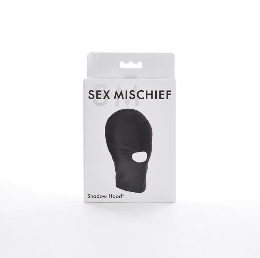 Sex & Mischief Shadow Hood Black with Mouth Opening, Adjustable Blindfold Mask for Deprivation and Control Play Black > Bondage Gear > Bondage Hoods