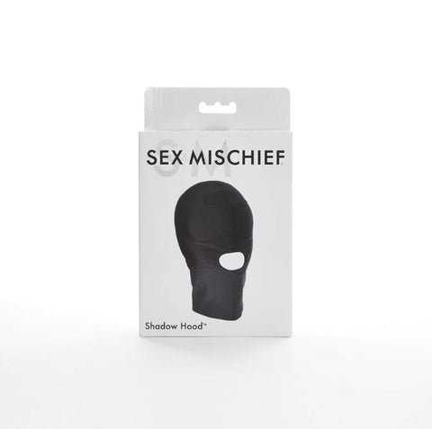 Sex & Mischief Shadow Hood Black with Mouth Opening, Adjustable Blindfold Mask for Deprivation and Control Play Black > Bondage Gear > Bondage Hoods