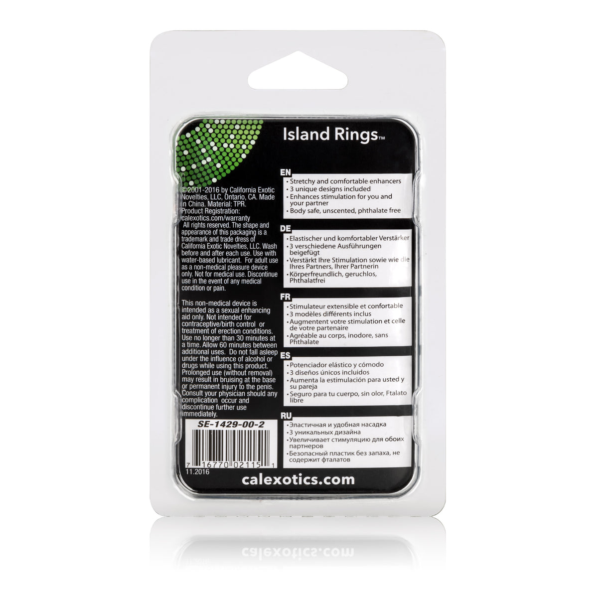 CalExotics Island Rings Clear Stretchy Erection Enhancer Rings - Small, Medium, Large Sizes > Cock Ring > Single