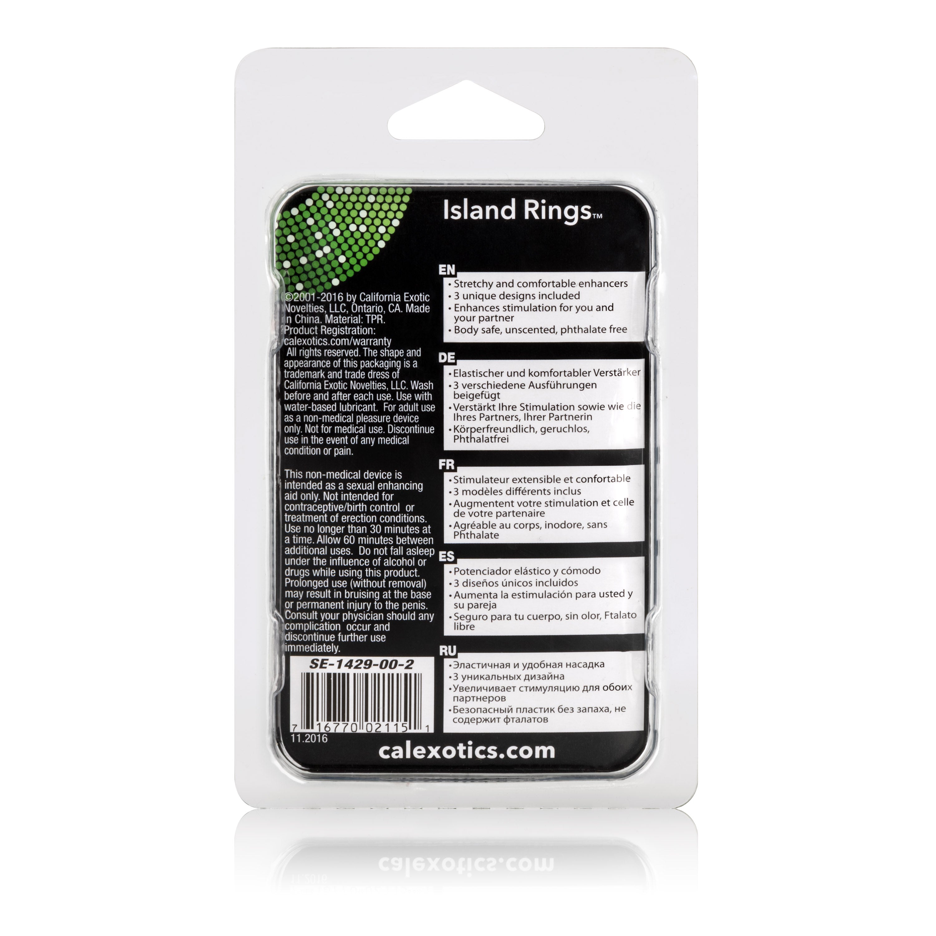 CalExotics Island Rings Clear Stretchy Erection Enhancer Rings - Small, Medium, Large Sizes > Cock Ring > Single