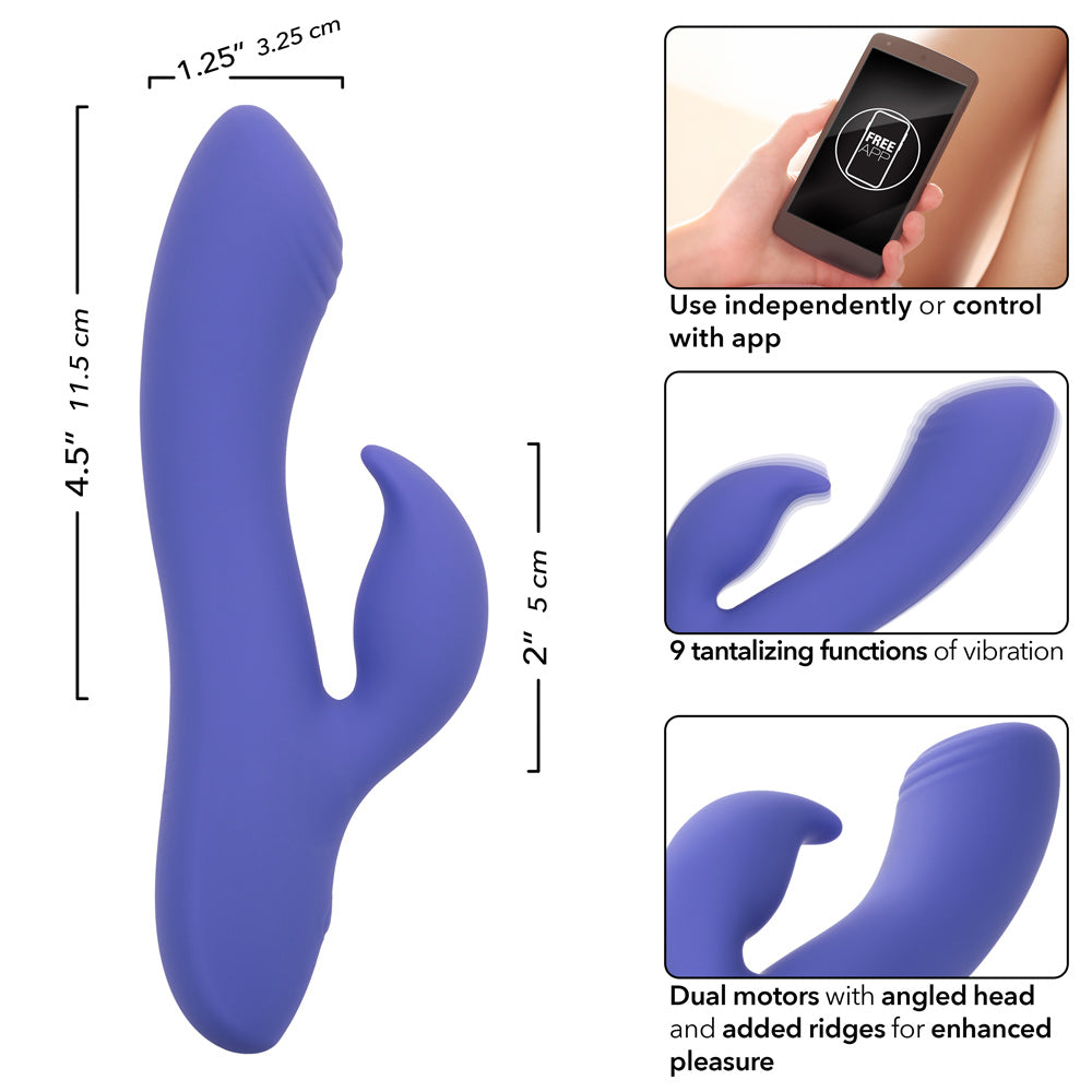 CalExotics Connect Dual Stimulator 7 Inch Purple | Waterproof App Control > Vibrators > Ladies > Rabbit