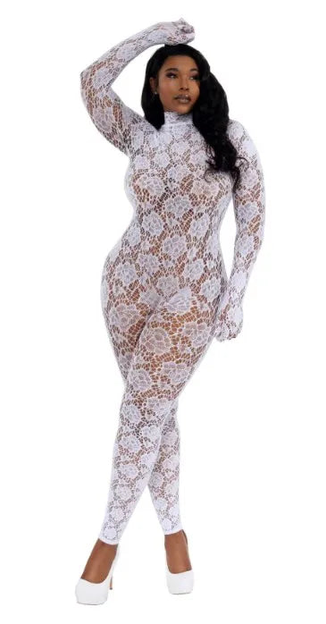 Gloved Bodystocking Dmnd – Nylon Spandex Bodystocking White Curvy Size > Clothes > Bodies and Playsuits