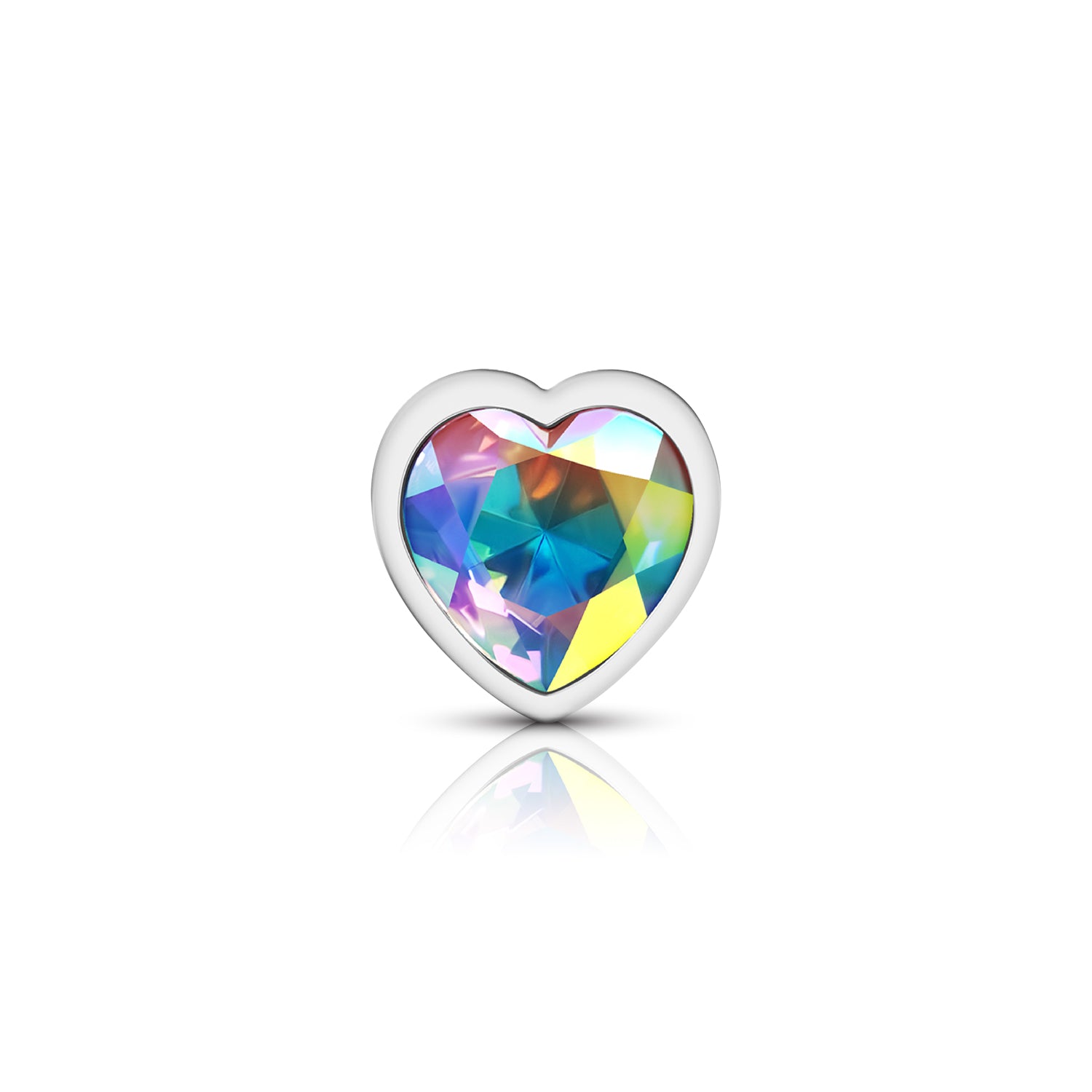 Cheeky Charms Silver Metal Butt Plug with Heart Clear Jewel Large > Anal Range > Jewel Butt Plugs