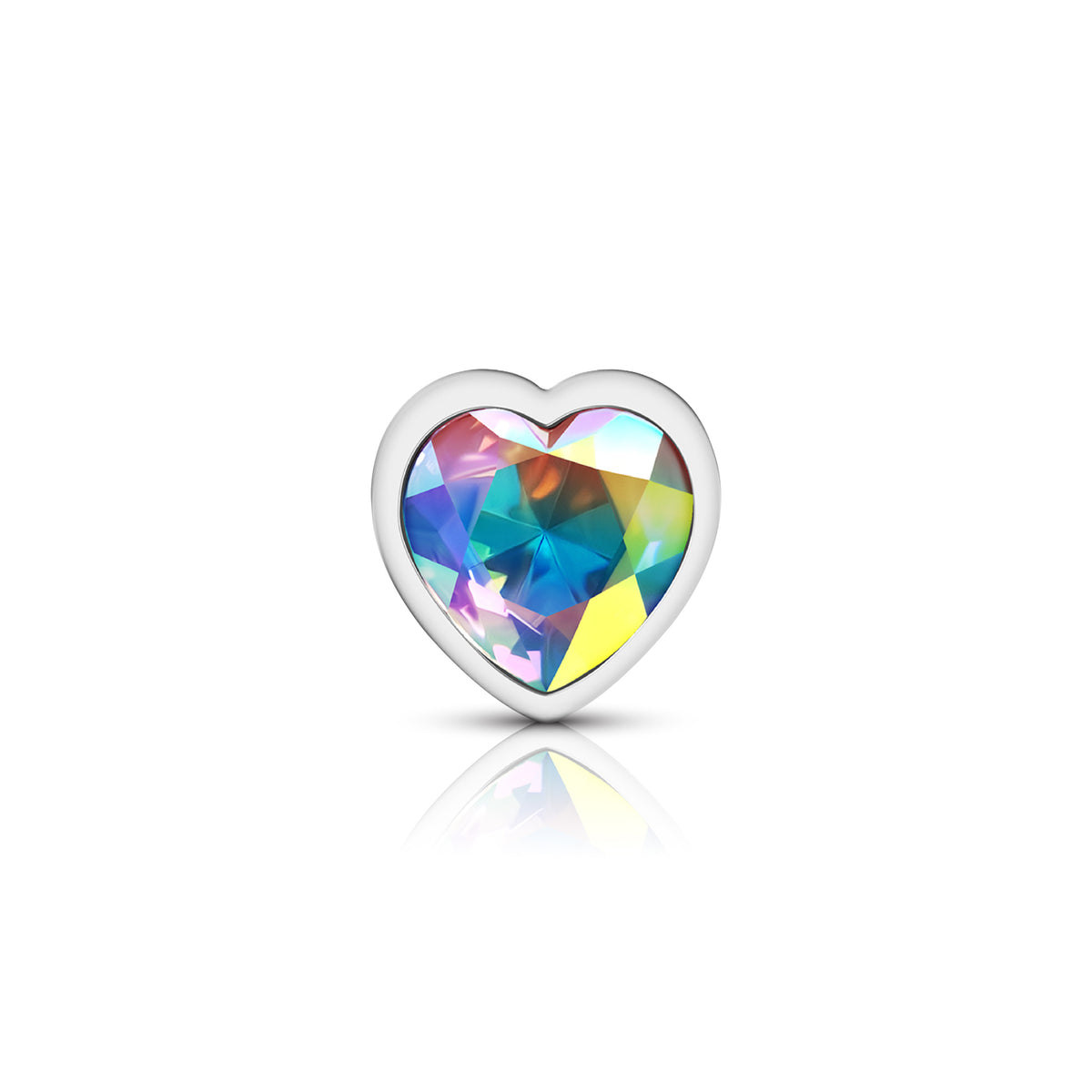 Cheeky Charms Silver Metal Butt Plug with Heart Clear Jewel Large (9.12cm) > Anal Range > Jewel Butt Plugs