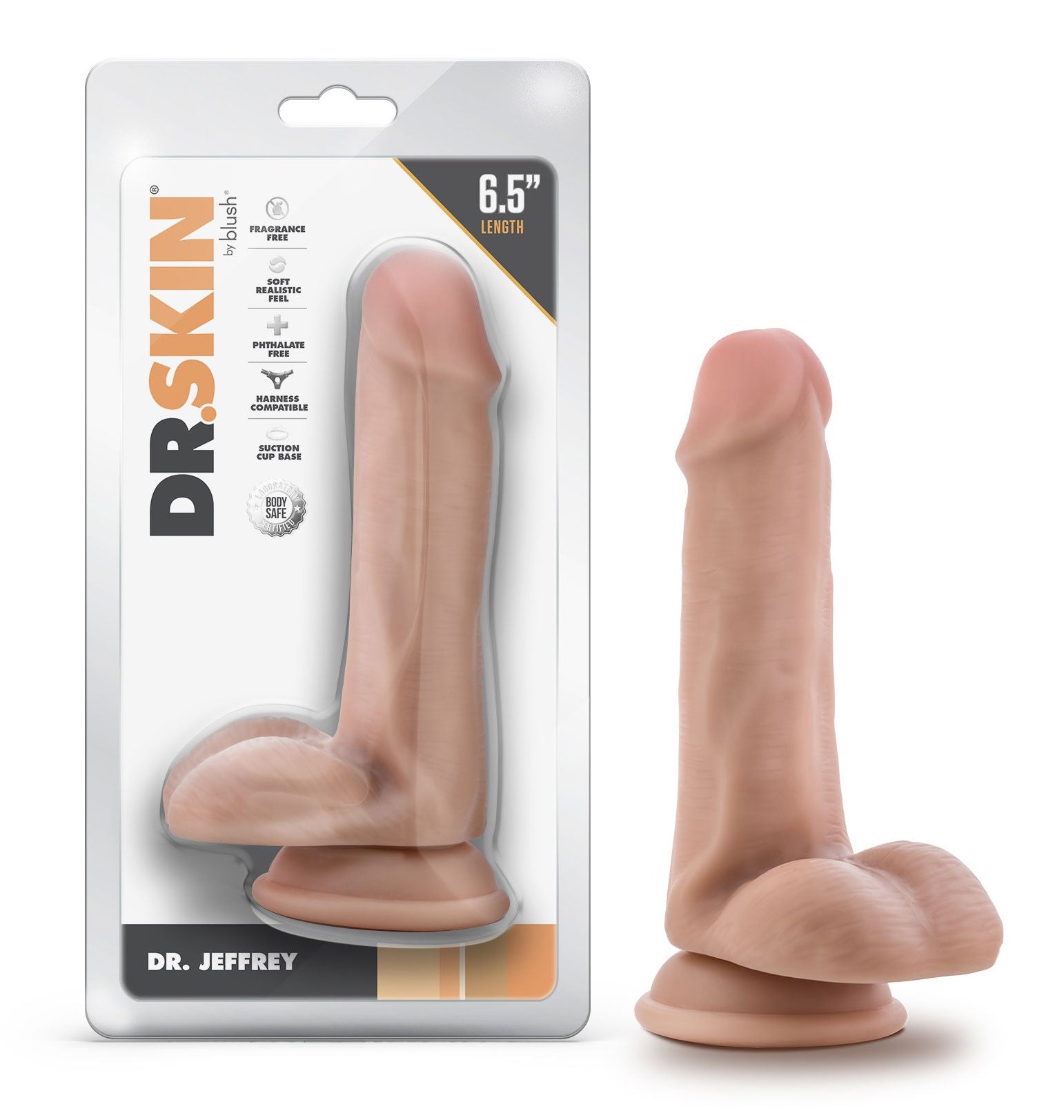 Dr. Jeffrey 6.5 Inch Beige Dildo with Suction Cup Base Dongs Realistic