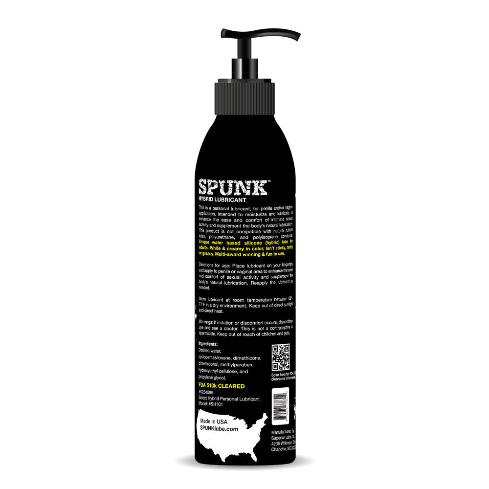 Spunk Lube Hybrid Silicone Water Based Personal Lubricant 4oz Hybrid Lube