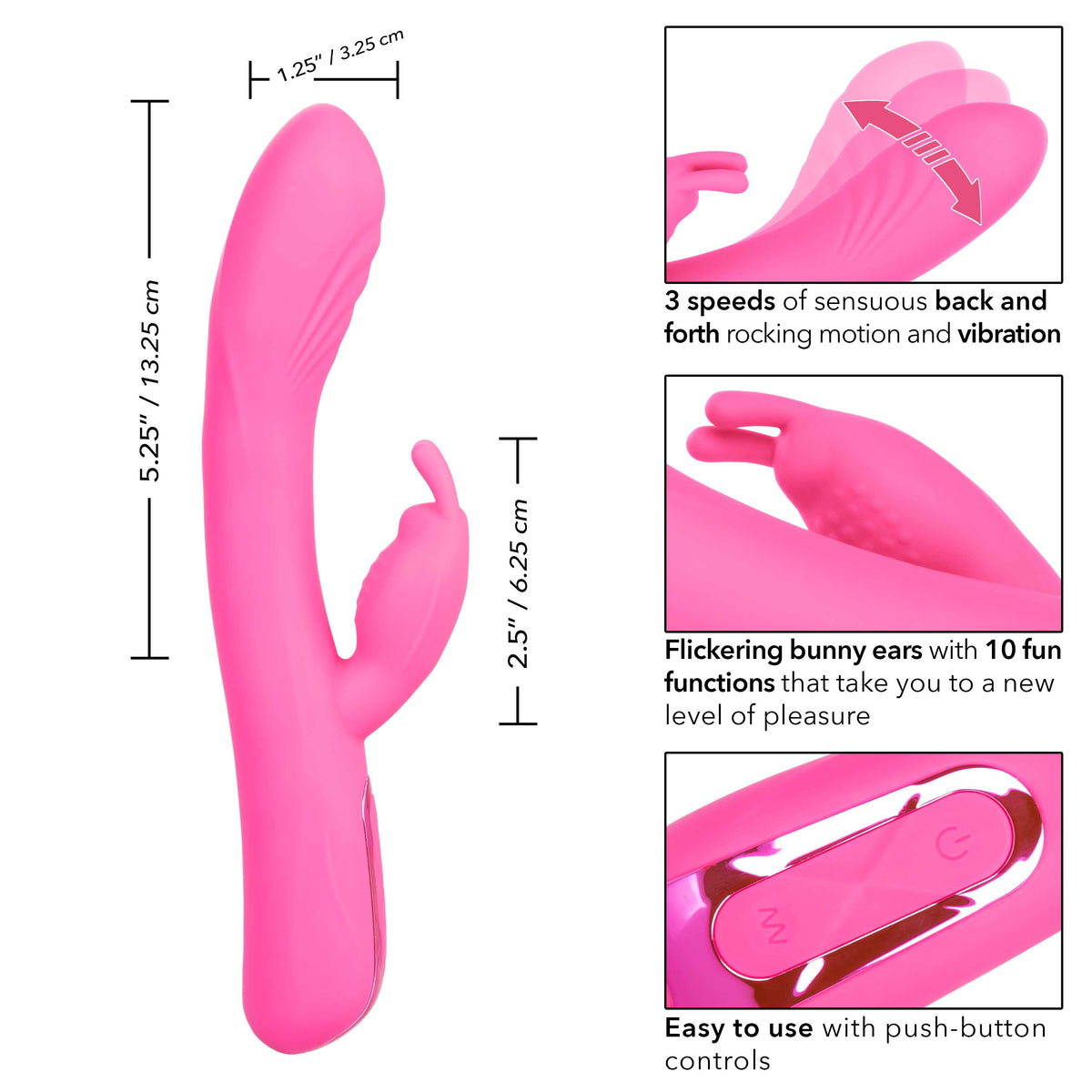 Jack Rabbit Elite Rocking Rabbit Pink 7.5 Inch Silicone Vibrator > Vibrators > Ladies > Rabbit