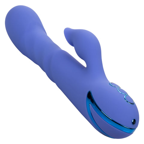 California Dreaming LA Love Blue Silicone Triple Motor Rechargeable Massager with 10 Functions of Intimate Suction and 3 Speeds of Vibration and Thrusting VIBRATORS-RABBIT-MULTI