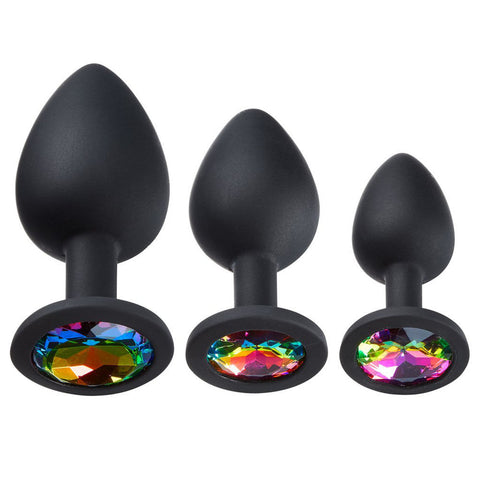 Cloud 9 Novelties Silicone Anal Plug Set with Three Sizes Black > Anal Range > Butt Plug Kits