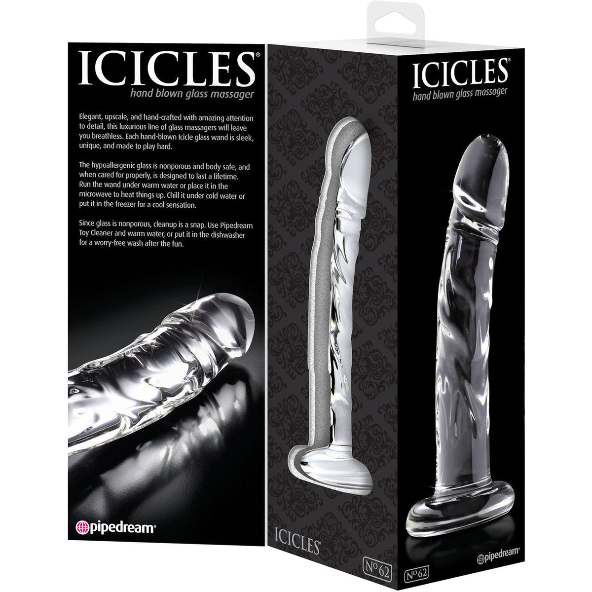 Icicles Clear Glass Massager with Curved G-Spot and P-Spot Stimulator > Glass > Dildos