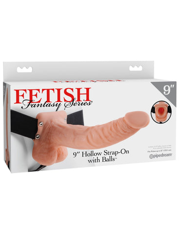 Fetish Fantasy 9 Inch Hollow Strap-On with Balls – 9 Inch Strap-On > Dildos > Hollow Strap Ons