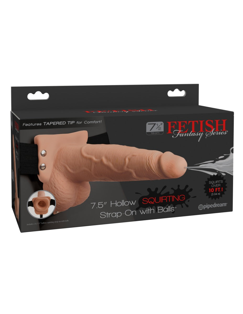 Fetish Fantasy Series 7.5 Inch Hollow Squirting Strap-On with Balls Realistic Strap-On > Dildos > Hollow Strap Ons
