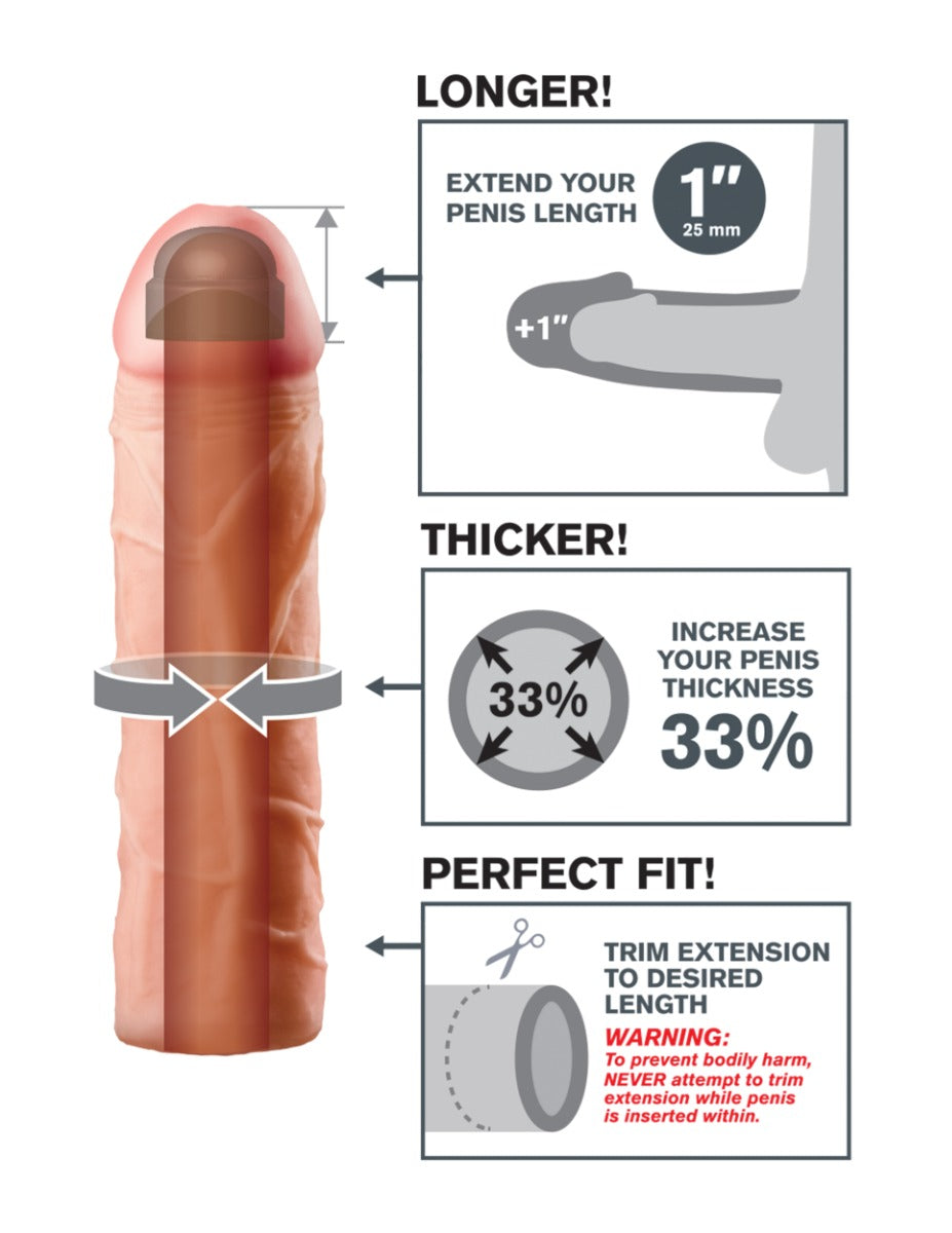 Fantasy X-Tensions Perfect 1 Inch Extension – Stretchy Fanta Flesh® Customizable Extension Accessory > Sex Toys For Men > Penis Sleeves