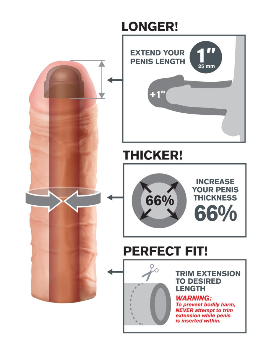 Fantasy X-tensions Mega 1 Inch Extension – Flexible Fanta Flesh Penis Extension > Sex Toys For Men > Penis Sleeves