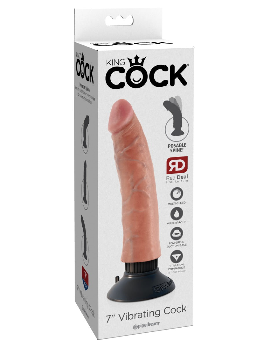 King Cock 7 Inch Vibrating Dong – Realistic Design 17.8 cm Vibrating Dildo > Vibrators > Realistic Vibrators