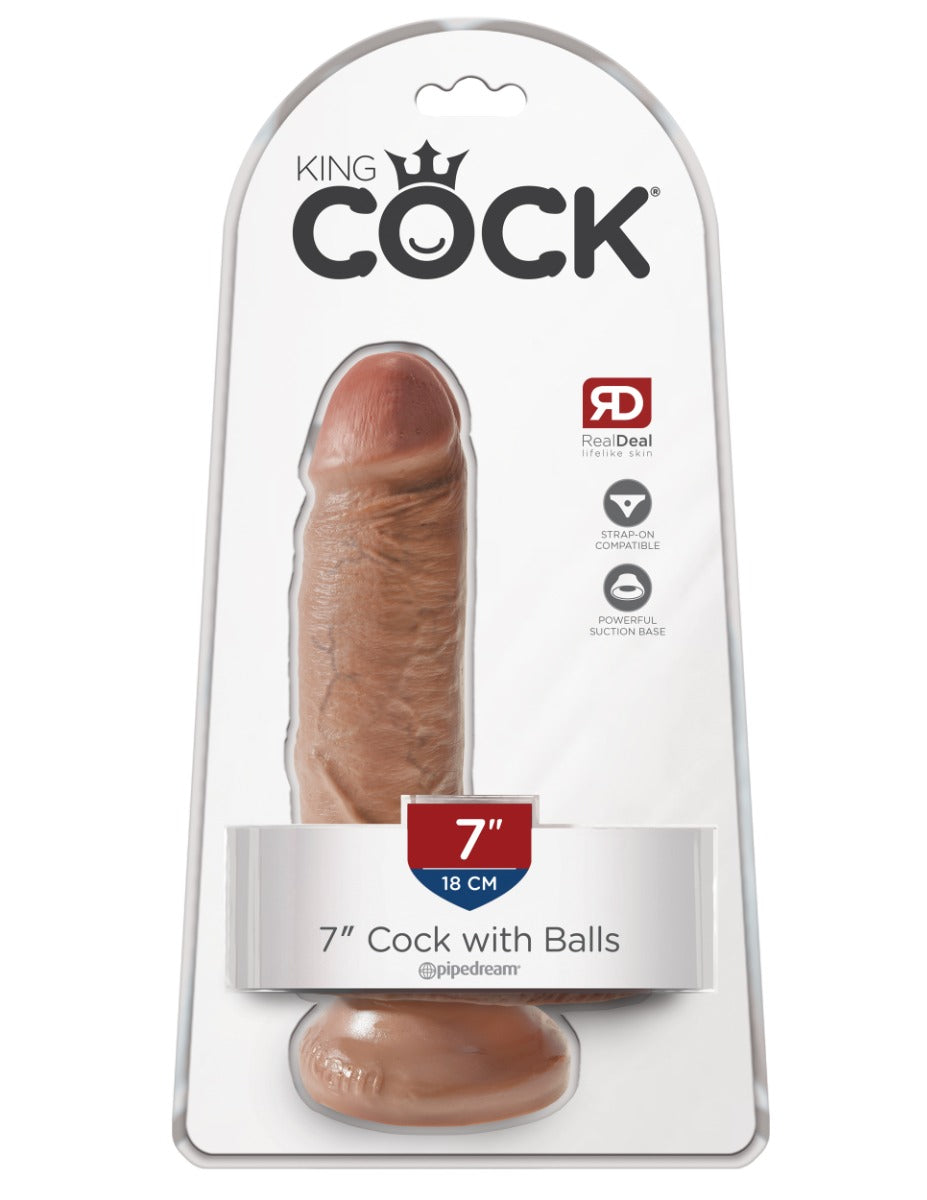 Pipedream King Cock 7 Inch Suction-Style Dildo with Balls Tan > Dildos > Realistic Dildos