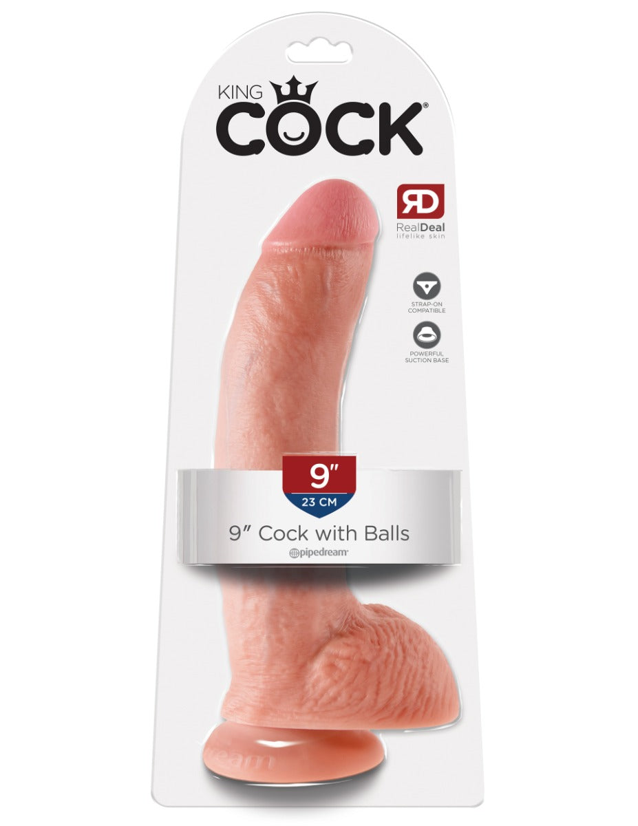 King Cock 9 Inch With Balls – Realistic Lifelike 22.9 cm Dildo > Dildos > Large Dildos