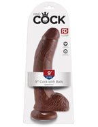 Pipedream King Cock 9 Inch Suction Dildo with Balls Brown > Dildos > Realistic Dildos