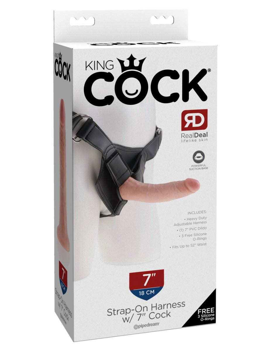 King Cock Strap-On Harness with 7 Inch Realistic Silicone Cock – 7 Inch Strap-On > Dildos > Strap On Harnesses