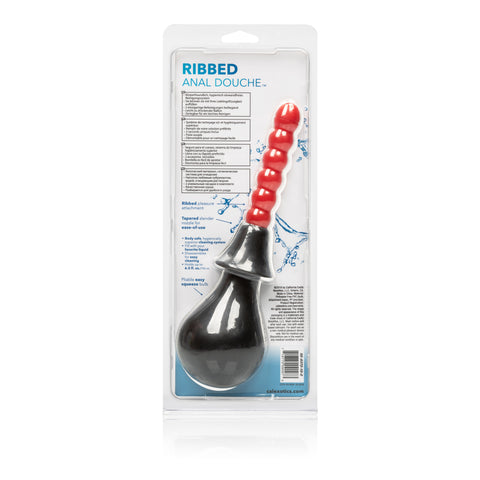 Ribbed Anal Douche Enema Kit with Squeeze Bulb and Pleasure Probe Douches