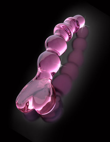 Icicles Pink Glass Massager with Heart Handle for Intimate Use DONGS Glass