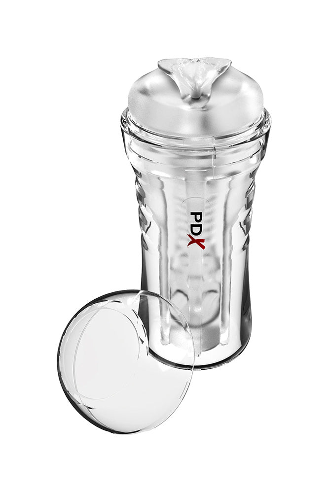 PDX Extreme Wet Pussies Self-Lubricating Vibrating Masturbator Clear > Sex Toys For Men > Masturbators > Vibrating