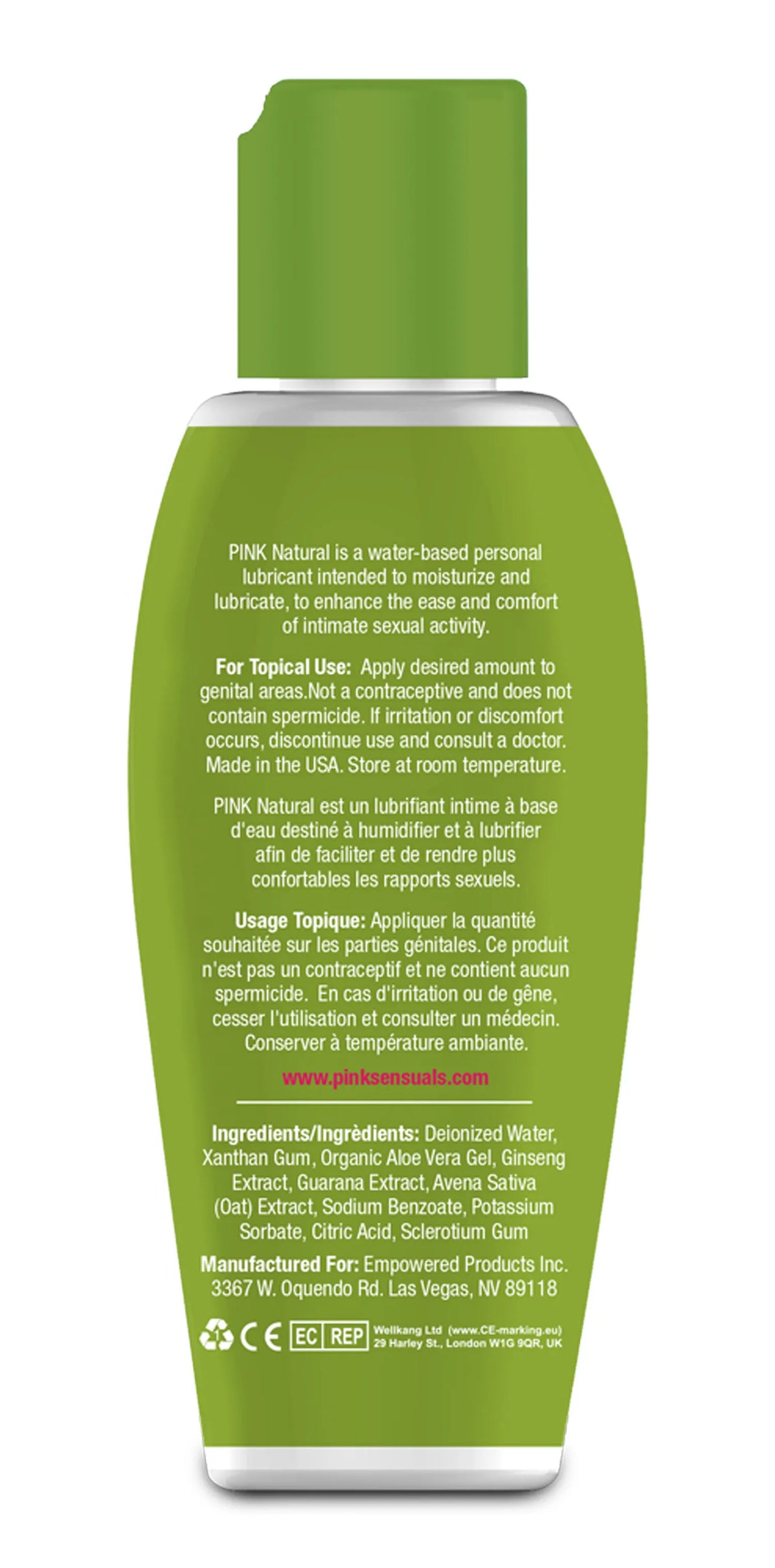 Pink Natural Water-Based Lubricant 80 ml - Organic Aloe Vera Lubricant > Lube > Water Based