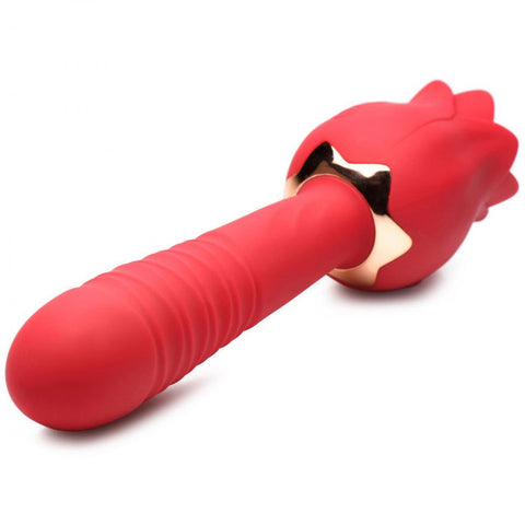 Bloomgasm Racy Rose Wireless Vibrator with Thrust and Lick Red Suction Stimulator