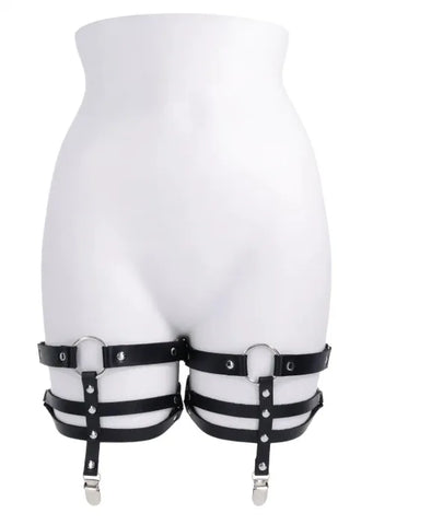 Shadow Garters – Faux Leather Garter Straps with Silver Hardware > Clothes > Hosiery > Garterbelt Sets