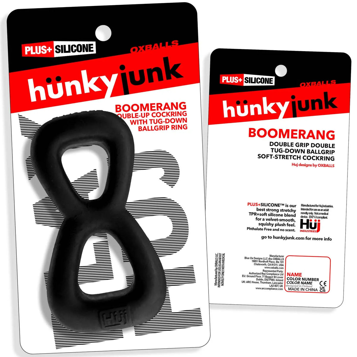 Boomerang Double-Ring Cockring & Nut-Tugger Black > Cock Ring > Single