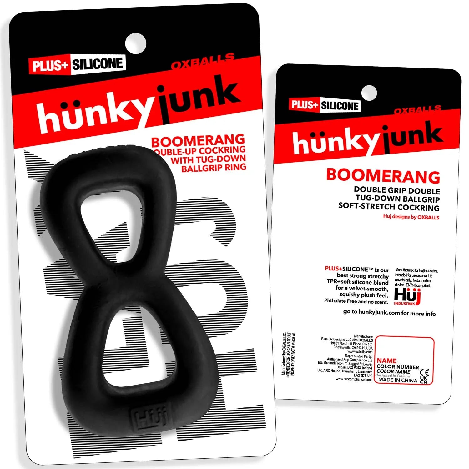 Boomerang Double-Ring Cockring & Nut-Tugger Black > Cock Ring > Single
