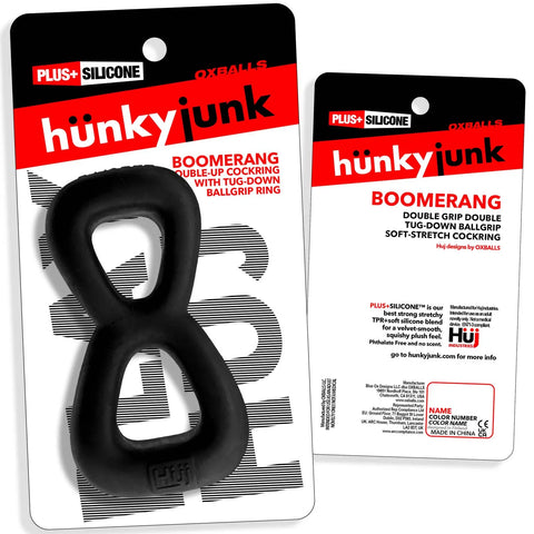 Boomerang Double-Ring Cockring & Nut-Tugger Black > Cock Ring > Single