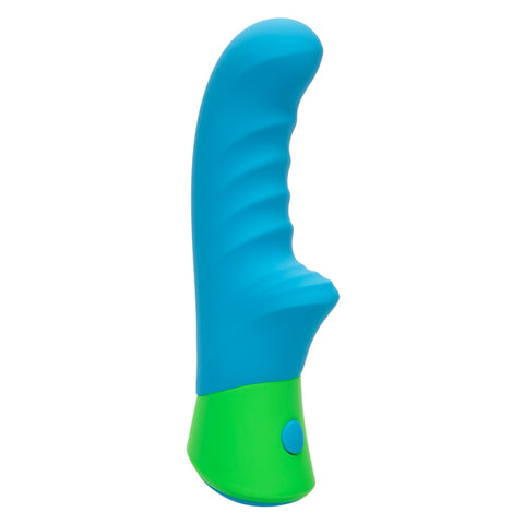 Rave Ridged G Blue and Green Silicone Massager with 10 Speeds Waterproof IPX7 USB Rechargeable Vibrators