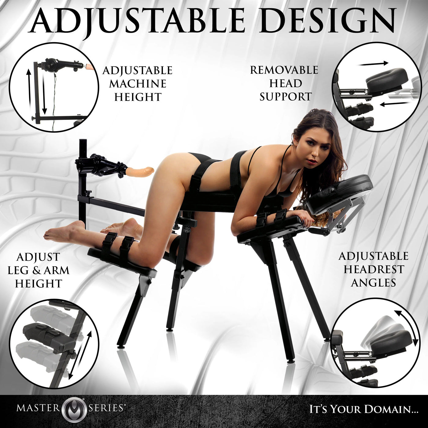 Obedience Bench with Adjustable Sex Machine for Adults Black Sex Machines