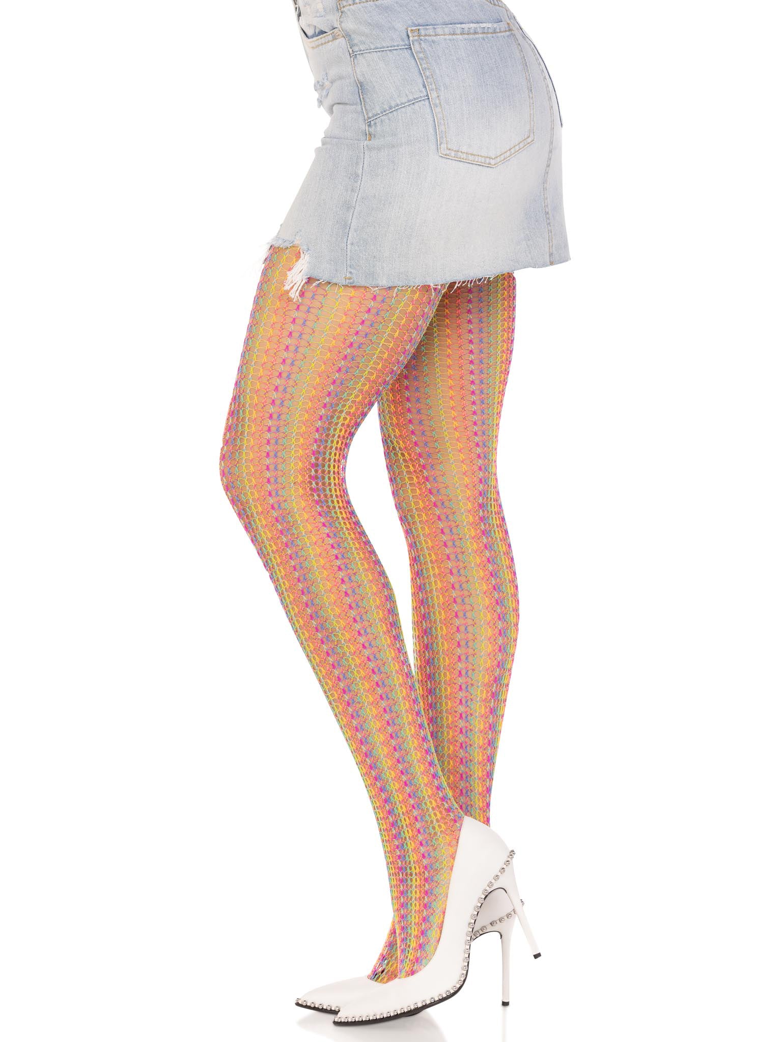 Rainbow Crochet Net Tights Multicolor One Size Hosiery Leggings > Clothes > Hosiery > Pantyhose & Tights