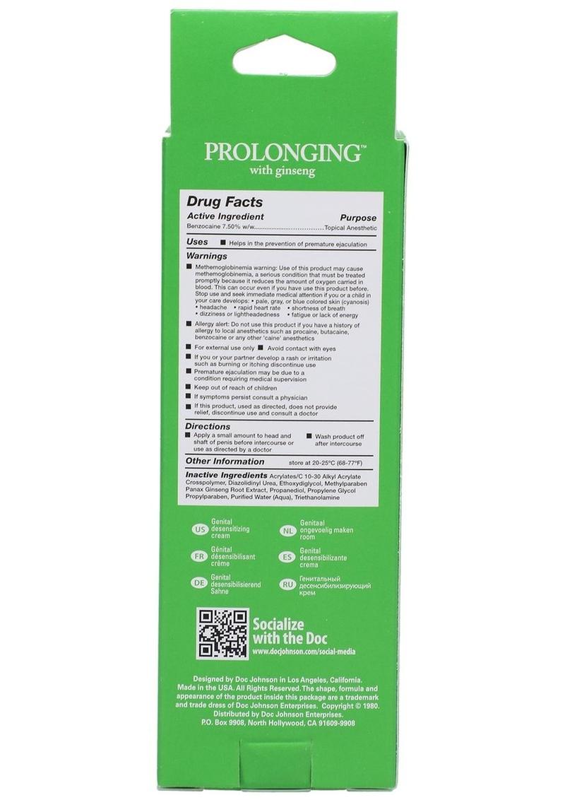 Proloonging Delay Cream for Men 7.5% Benzocaine 56 Gram Tube - Topical Cream > Essentials > Mens Enhancers