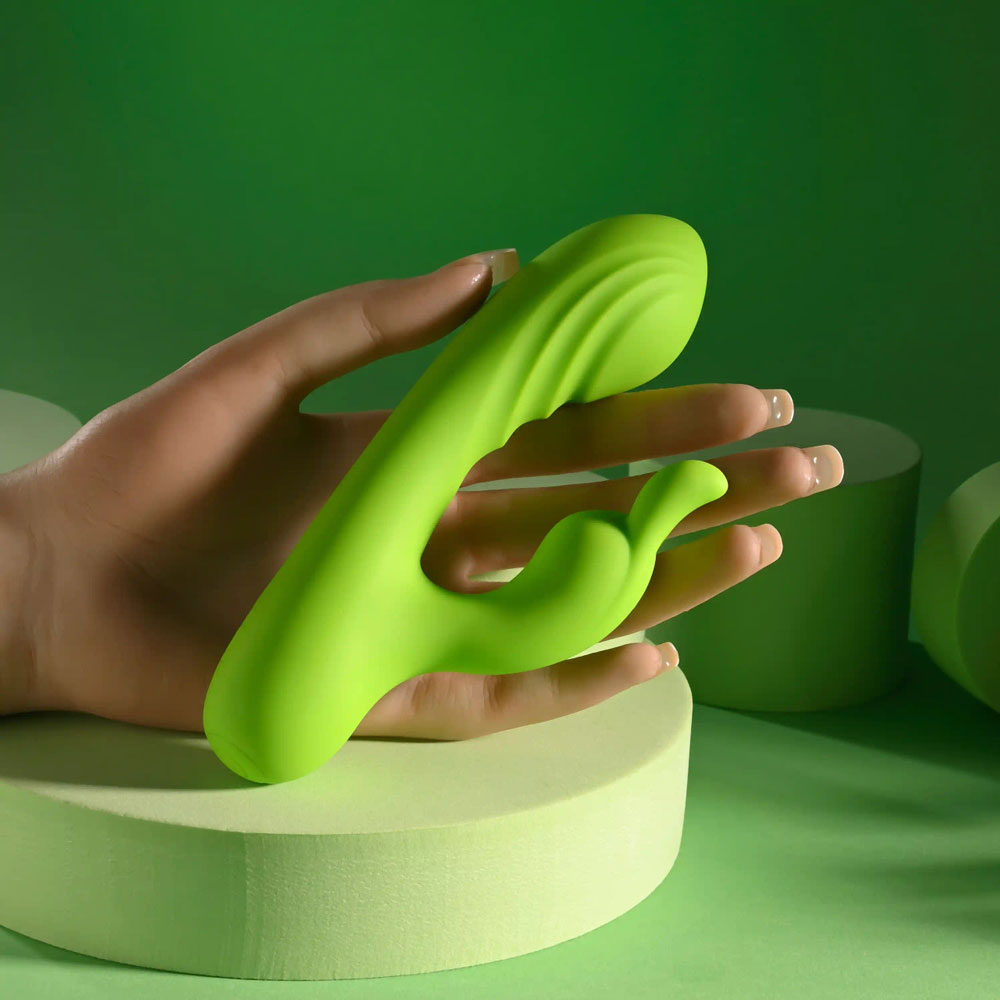 Brat Bunny Green 6.38 Inch Electric Dual Motor Silicone Rabbit Vibrator > Vibrators > Ladies > Rabbit