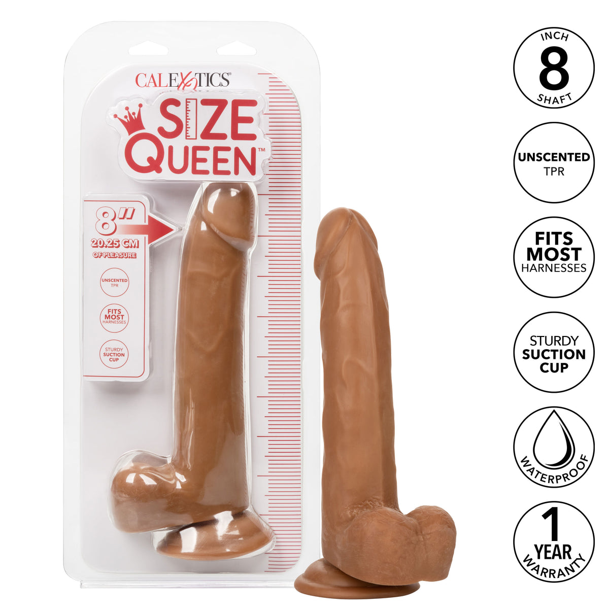 Size Queen 8 Inch Realistic Dong Brown > Dildos > Realistic Dildos