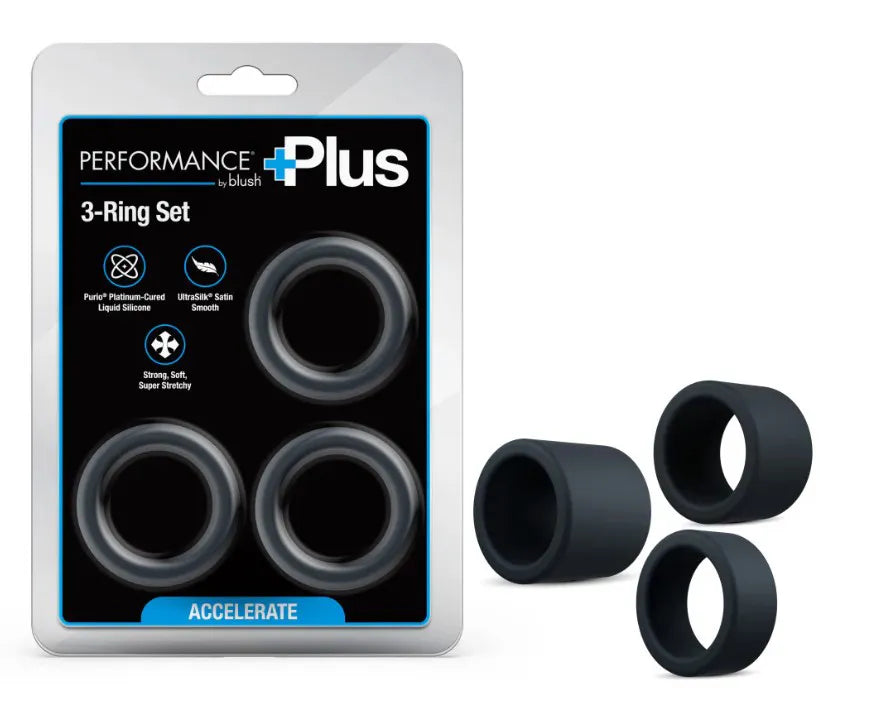 Performance Plus Accelerate (Black) – Versatile 3-Ring Set Enhancer Black > Cock Ring > Sets Main image
