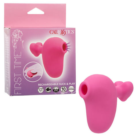 First Time Rechargeable Suck and Play Clitoral Massager Pink Suction Stimulator