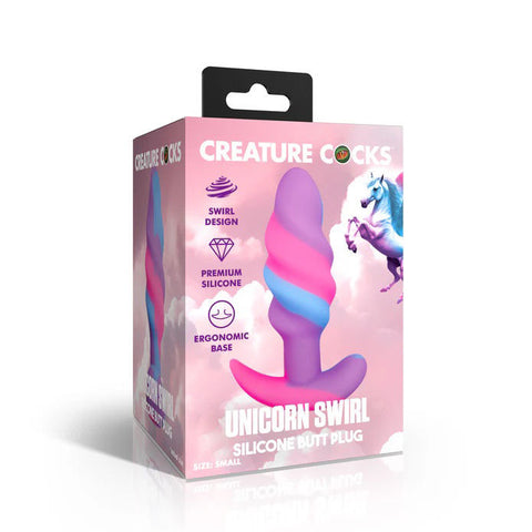 Unicorn Swirl (Silicone) Small Butt Plug – Body-Safe Silicone Butt Plug Multi > Anal Range > Butt Plugs