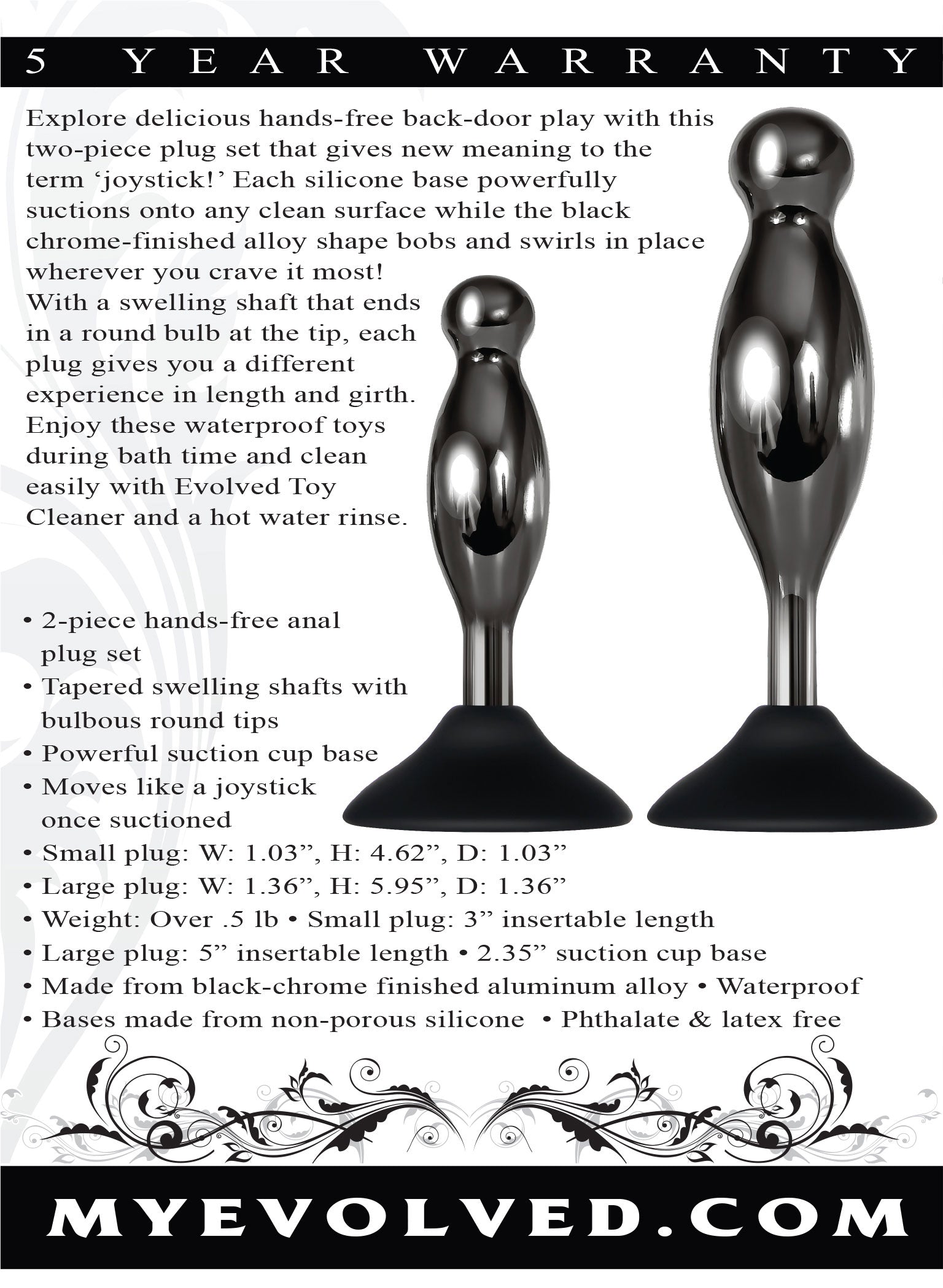 Joy Sticks Suction Mounted Anal Plug Set for Hands-Free Play Butt Plugs