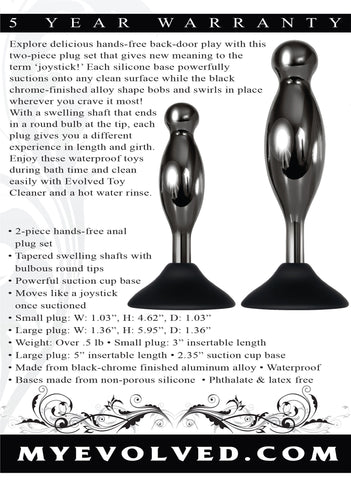 Joy Sticks Suction Mounted Anal Plug Set for Hands-Free Play Butt Plugs