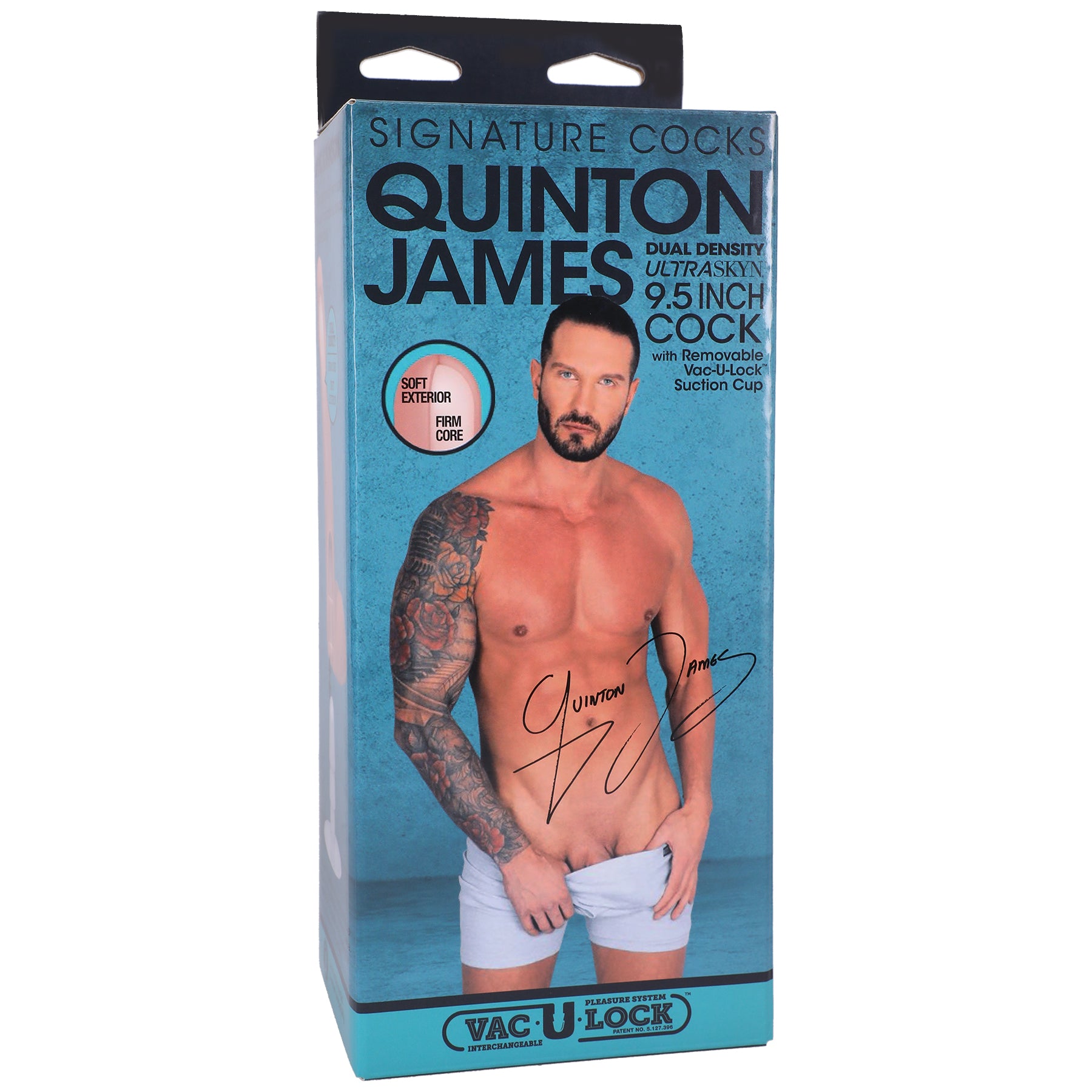 Signature Cocks Quinton James 9.5 Inch Dual Density Ultraskyn Cock with Removable Vac-U-Lock Suction Cup Dongs Celebrity
